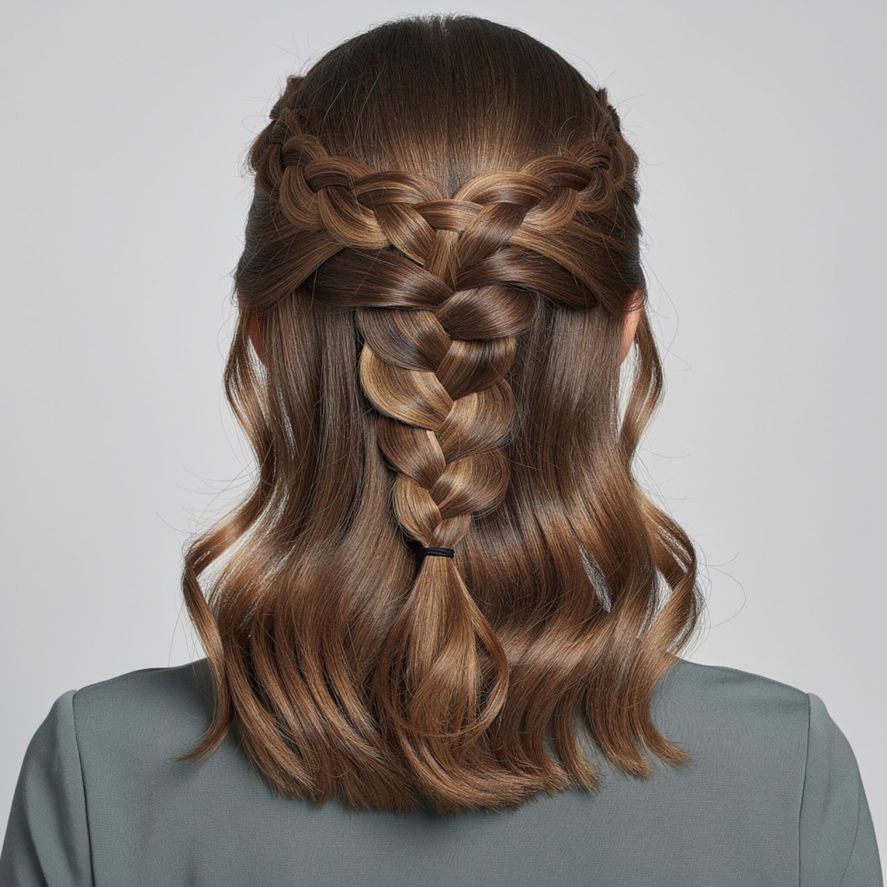 fishtail half up style prom hairstyle for medium l