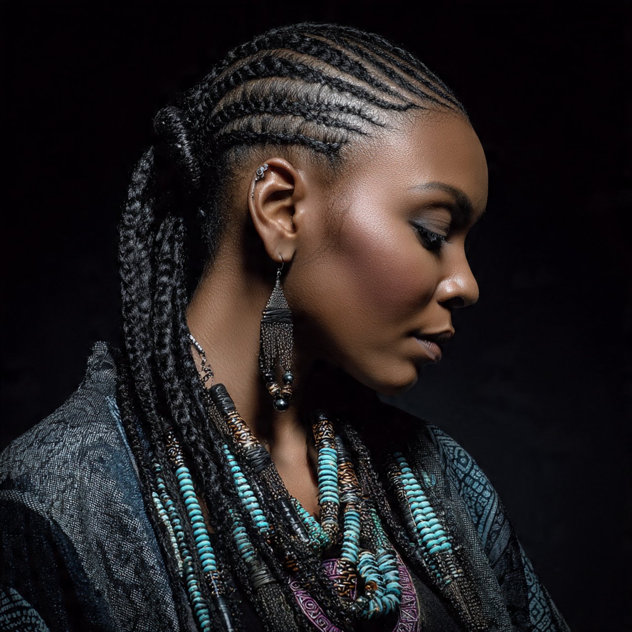 fulani braids black hairstyle on a black woman sin