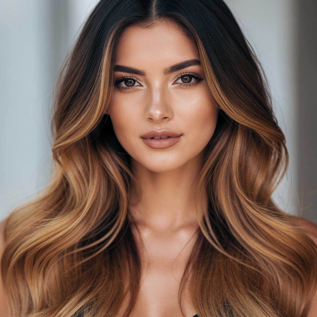 golden brown ombre hair color beautiful woman with