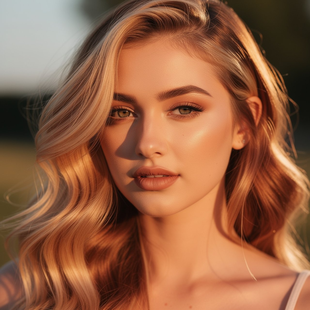 golden hour ombr summer hair color on a person wit