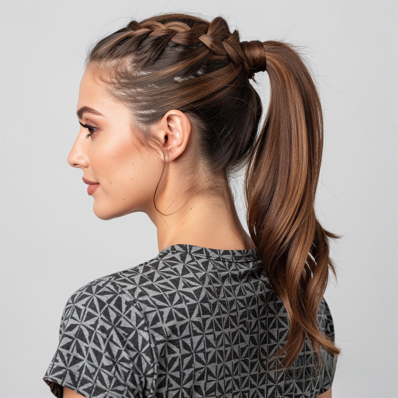 half up braid ponytail hairstyle square portrait d