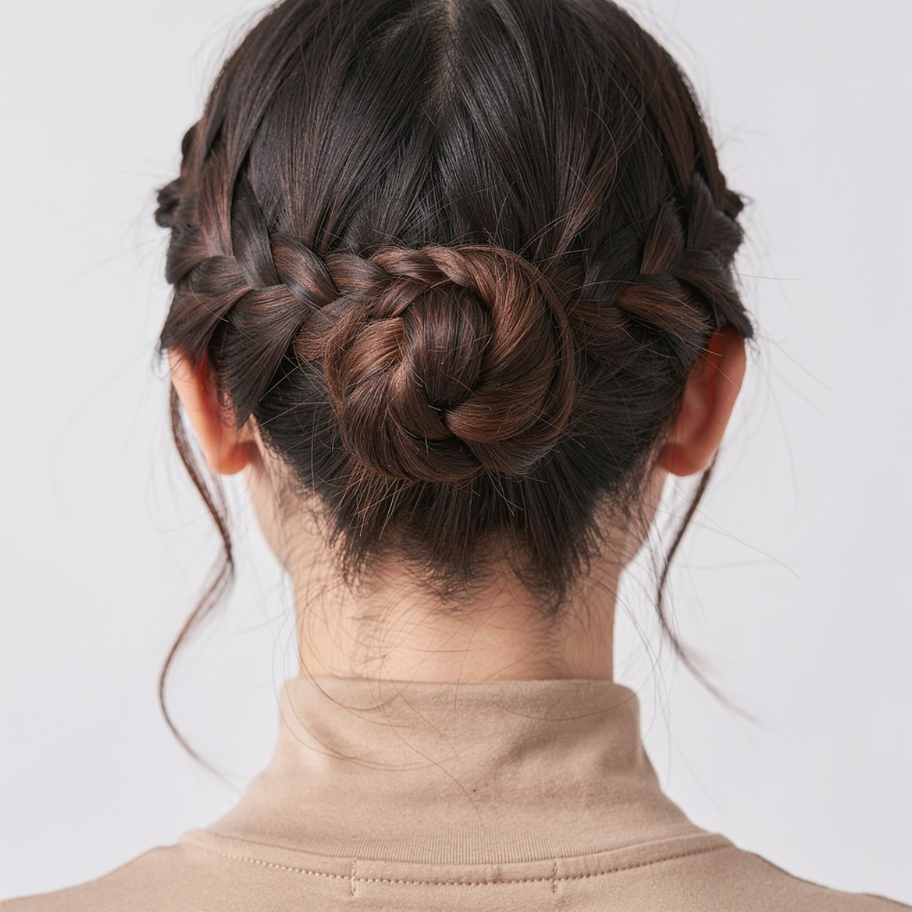 half up braided hairstyle close up focus on hair s 1