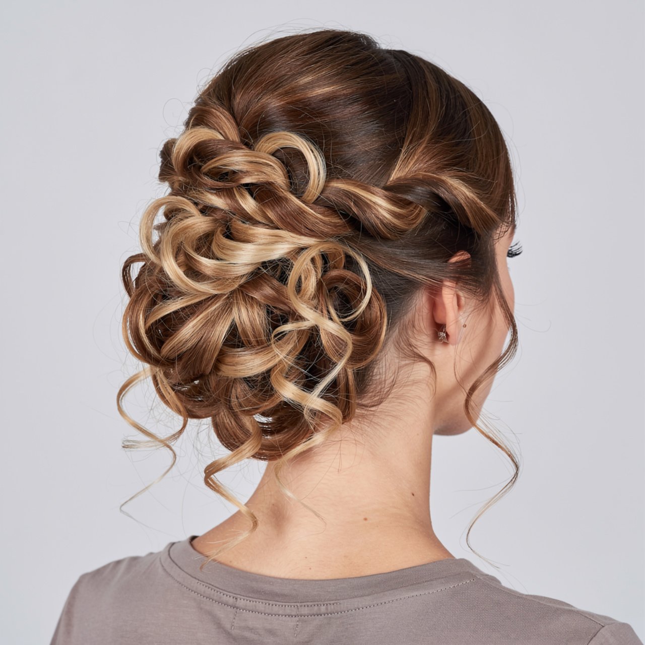 half up curly hairstyle for prom detailed focus on