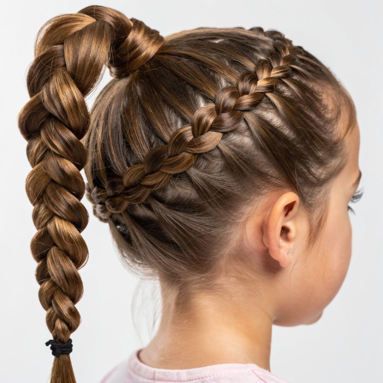 high braided ponytail hairstyle for a child single 1