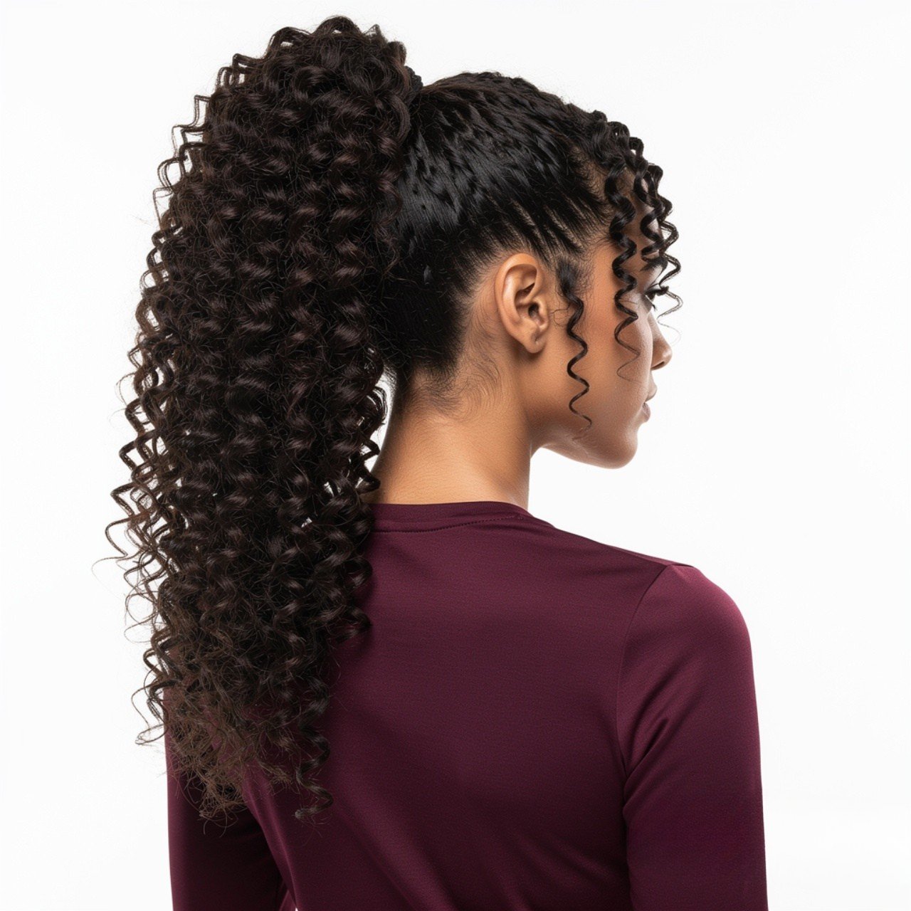 high curly ponytail hairstyle square portrait sing