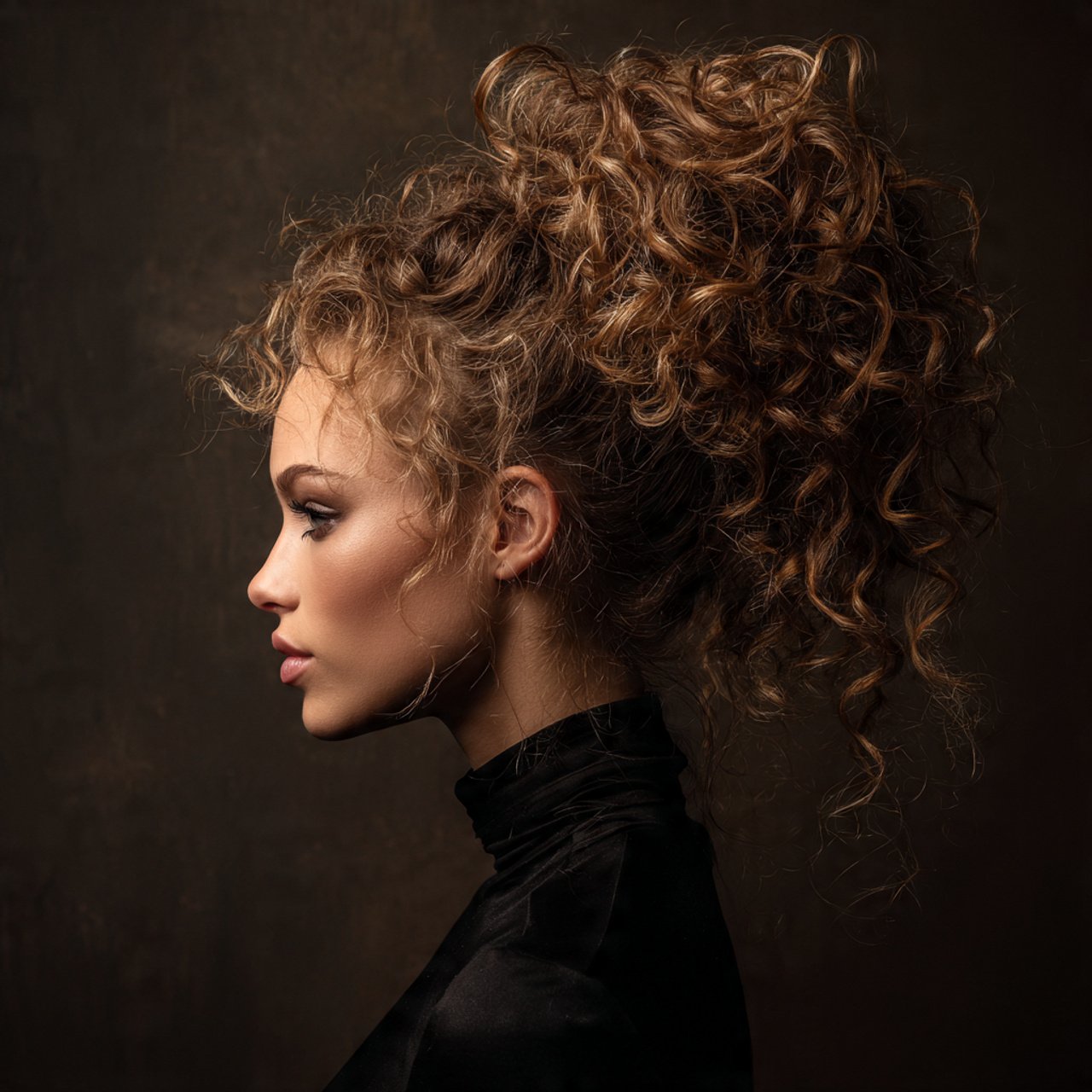 high curly ponytail updo hairstyle voluminous curl