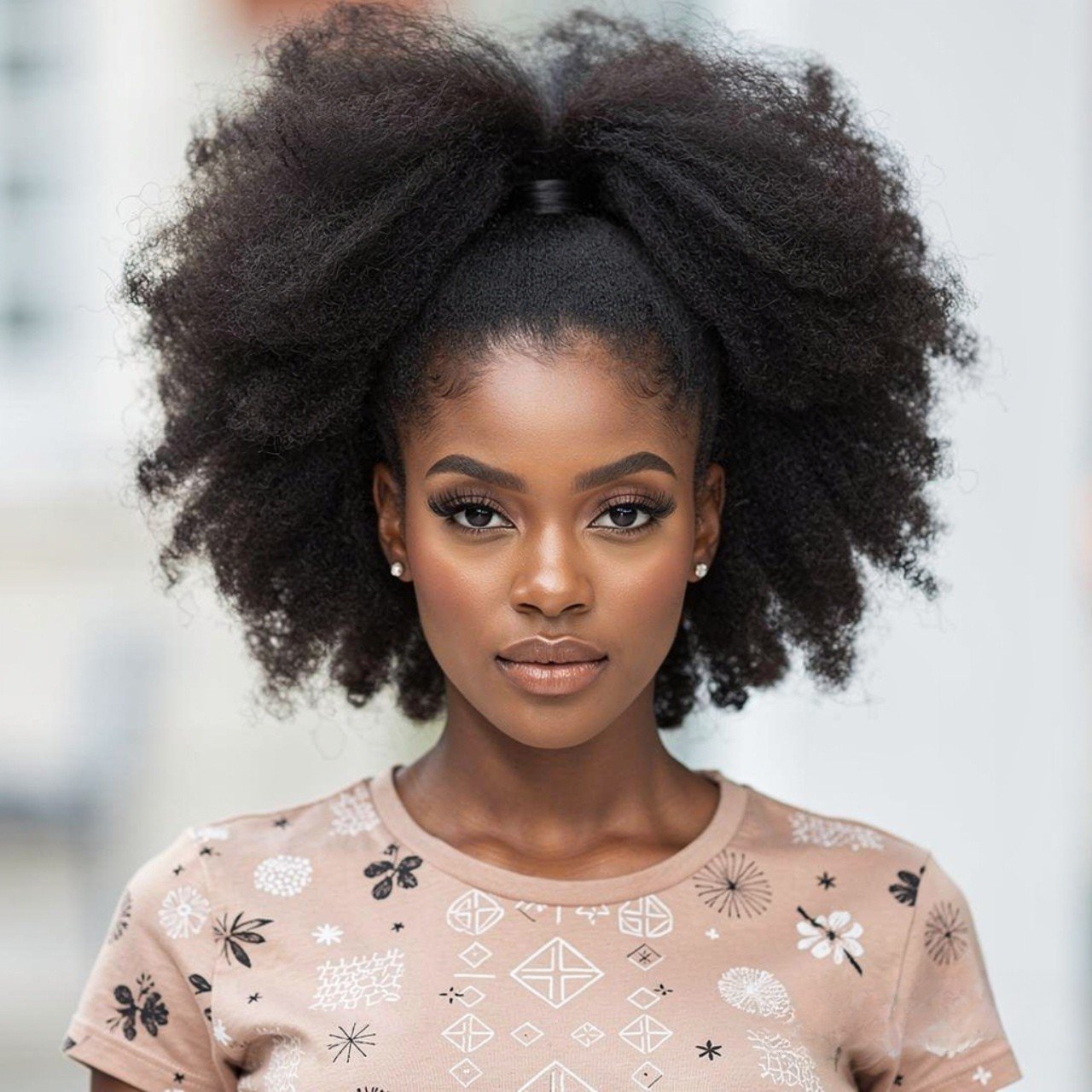 high puff ponytail hairstyle on natural hair squar