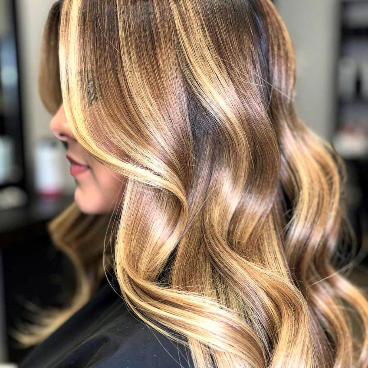 honey blonde balayage hair color single portrait l