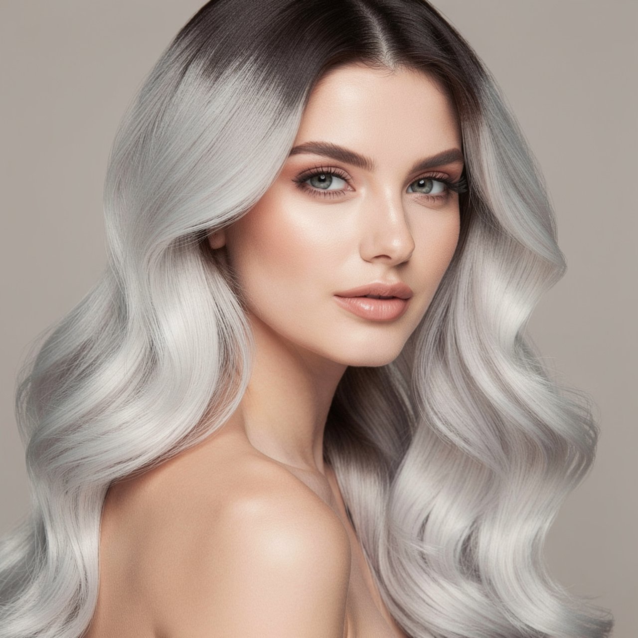 icy blonde ombre hair color single portrait beauti