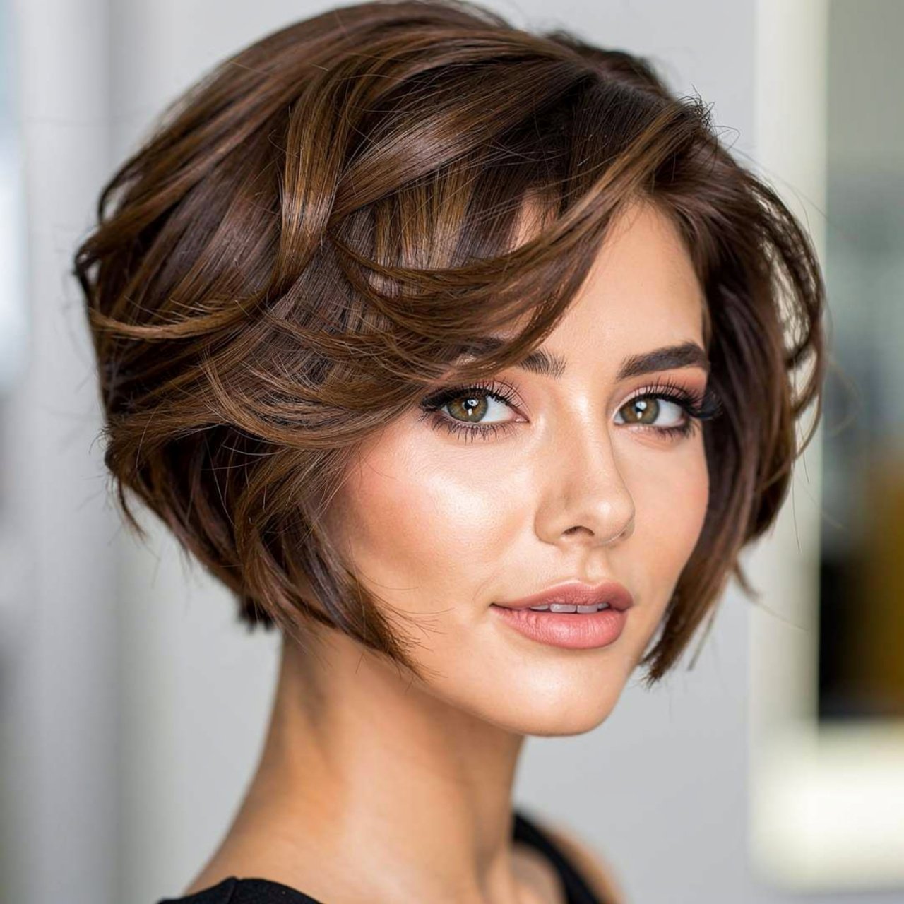 layered bob hairstyle for short curly hair single