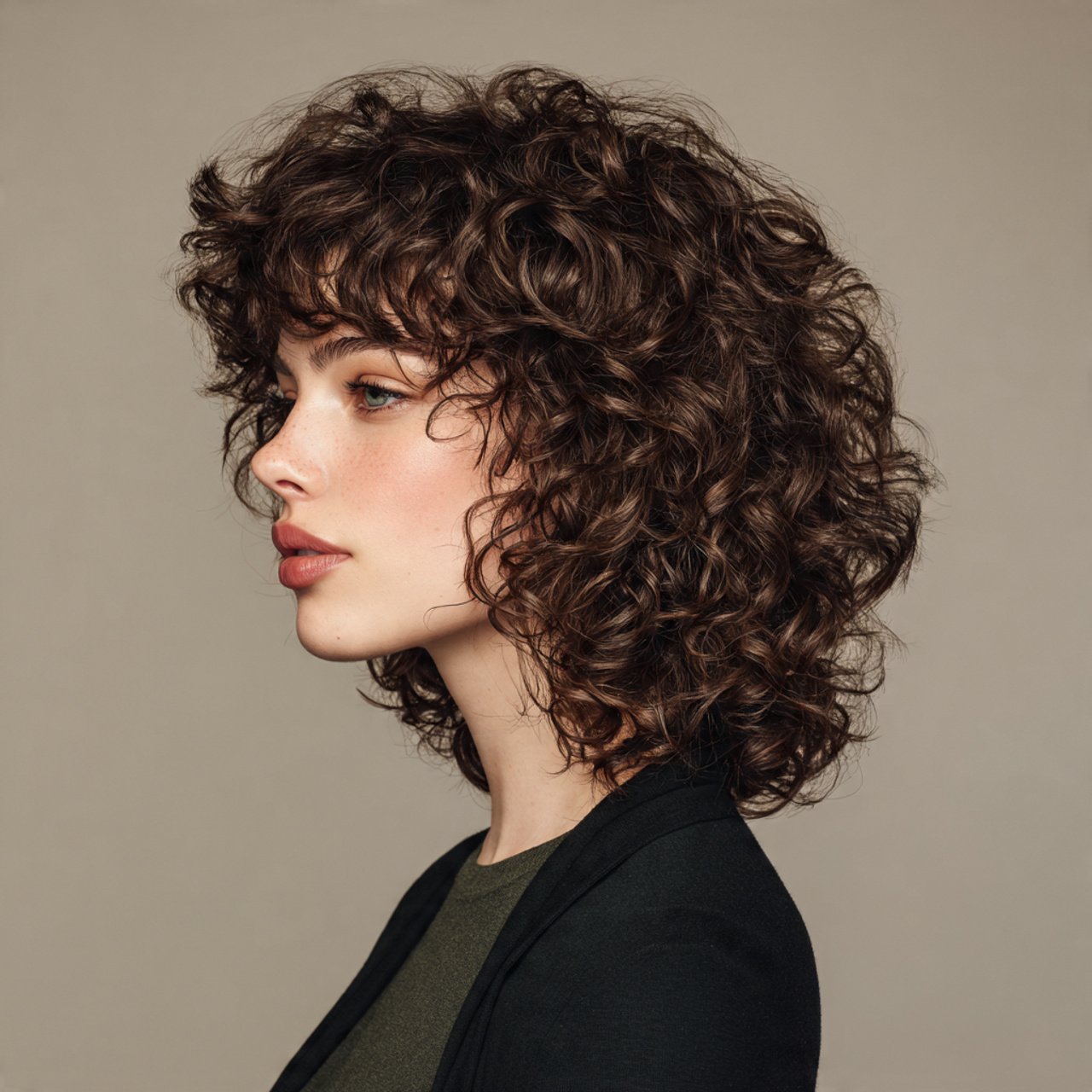 layered curly cut for medium hair single portrait