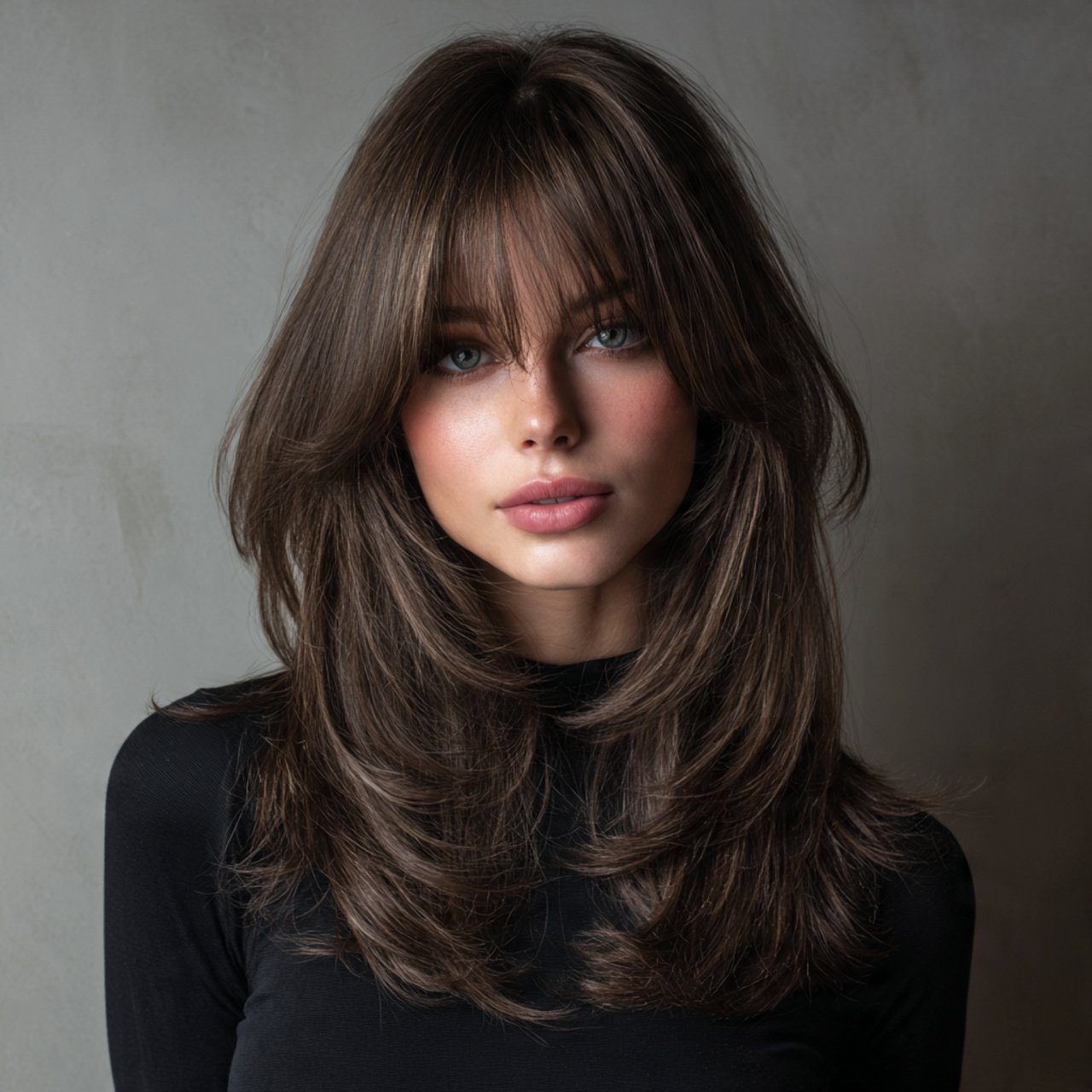long soft wolf cut hairstyle layered flowing hair