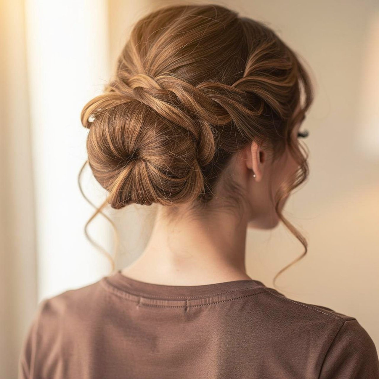 loose romantic bun prom hairstyle square portrait