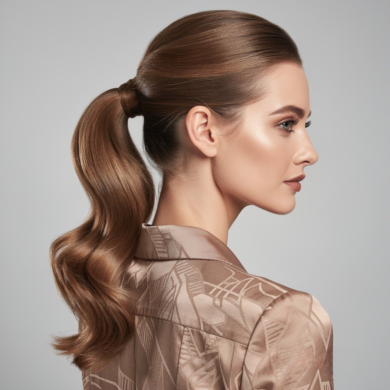 low elegant prom ponytail hairstyle square portrai