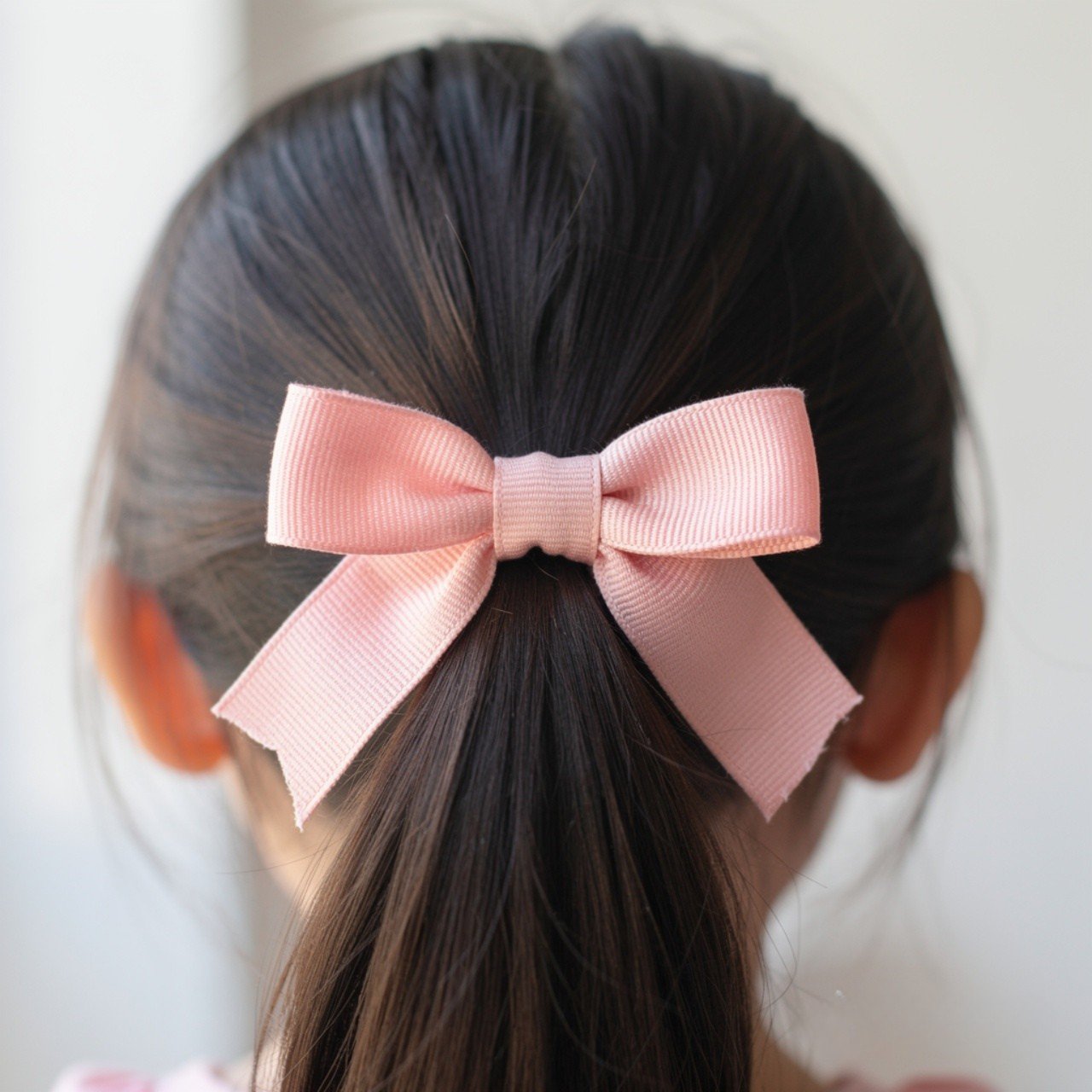 low ponytail hairstyle with ribbon for a child sin