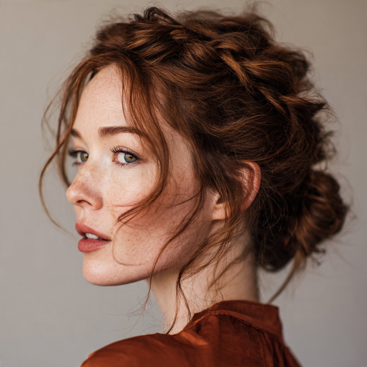 messy braided updo hairstyle elegant detailed hair