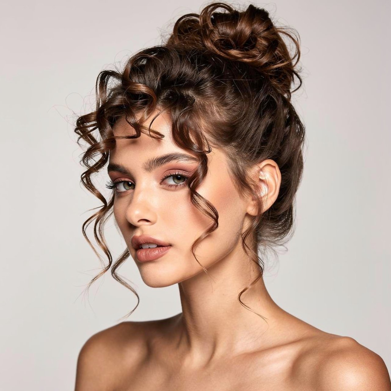 messy bun hairstyles for short curly hair stylish