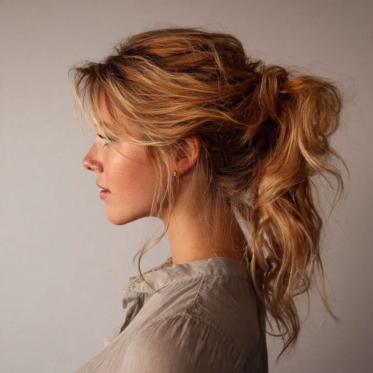 messy ponytail hairstyle single photo detailed hai