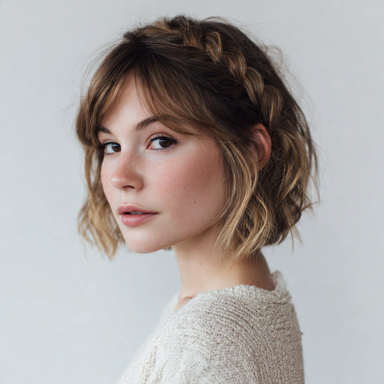 messy side braid hairstyle for short hair single p