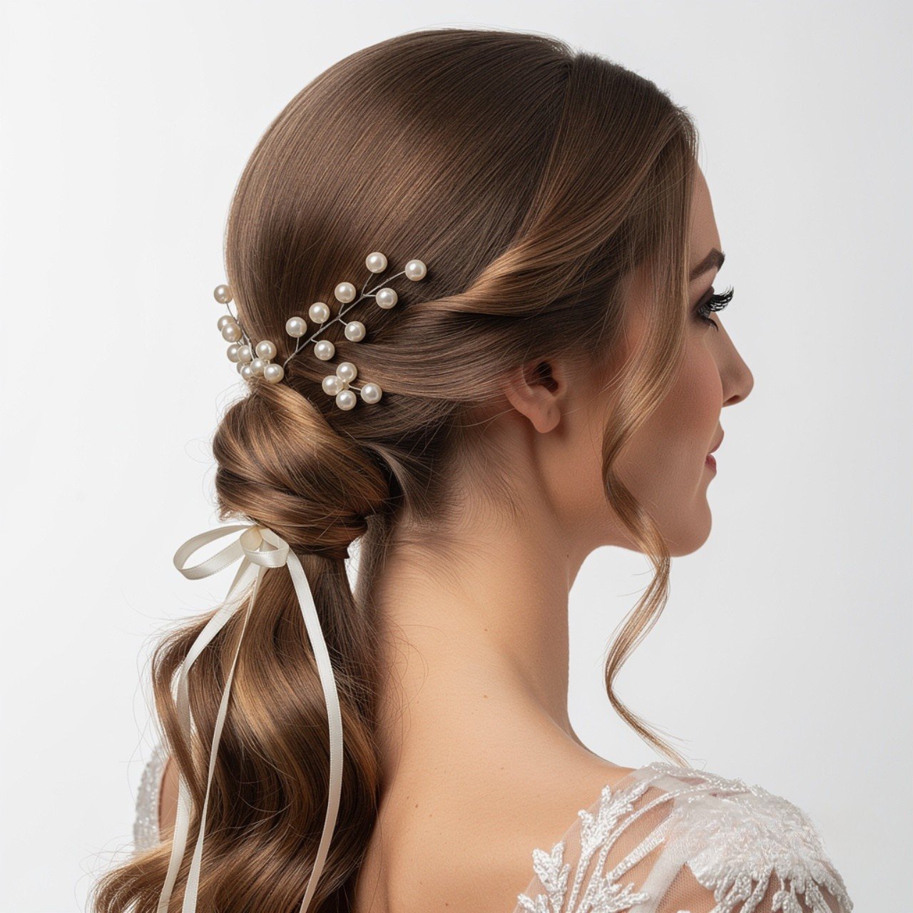 middle part sleek ponytail wedding hairstyle singl
