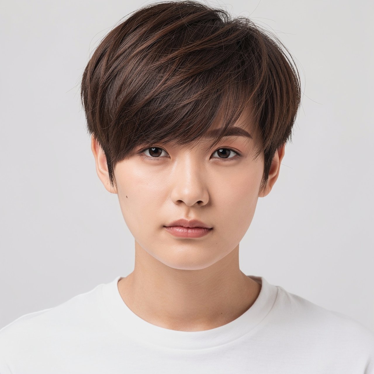 minimal medium wolf cut hairstyle square format si