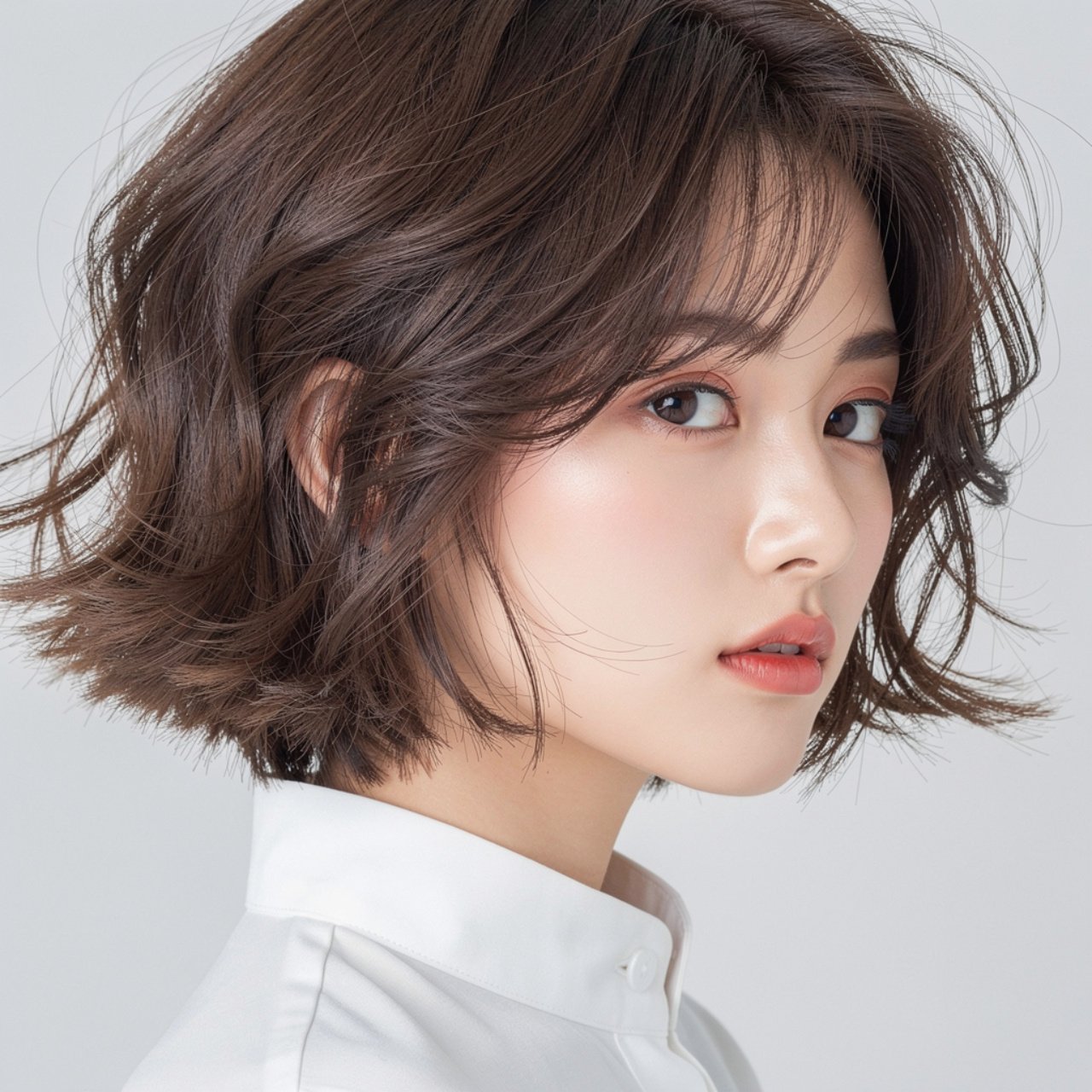 natural texture wolf cut hairstyle on a stylish gi