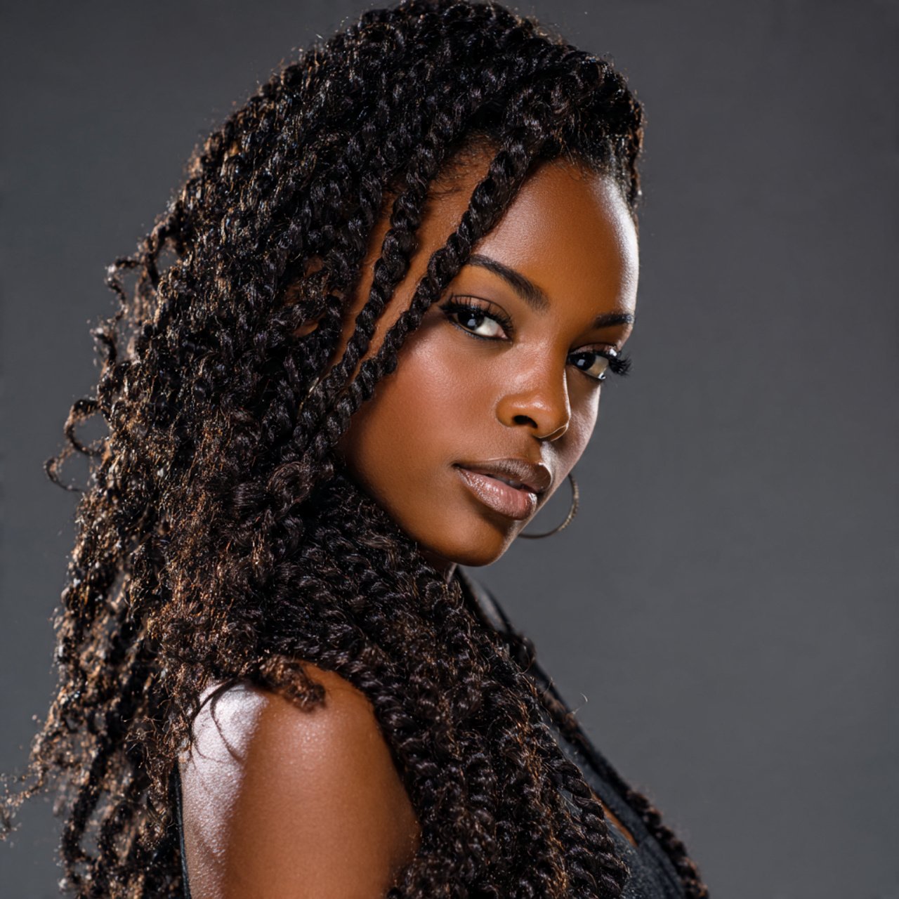 passion twists with braids hairstyle on natural ha