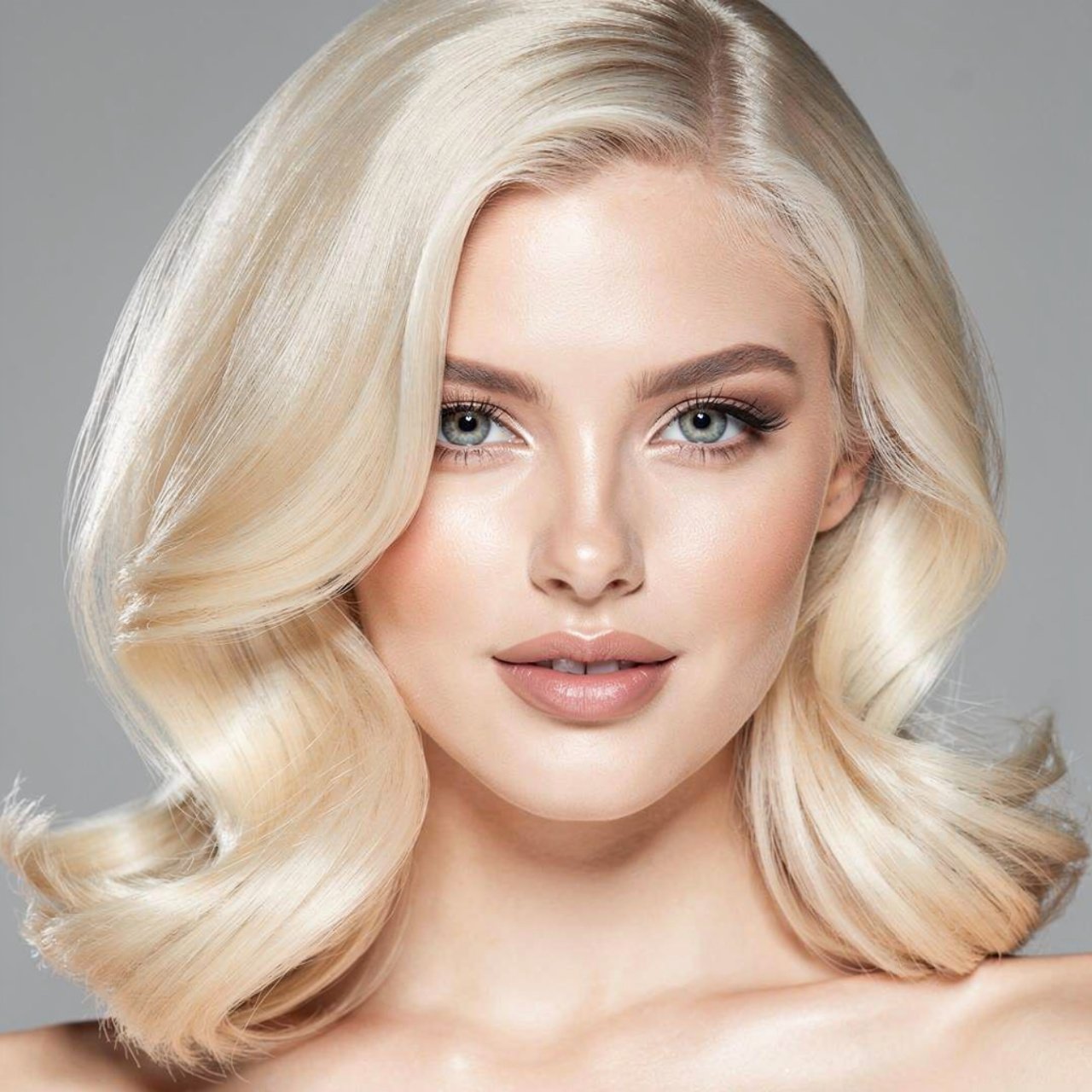 platinum blonde hair color single portrait studio