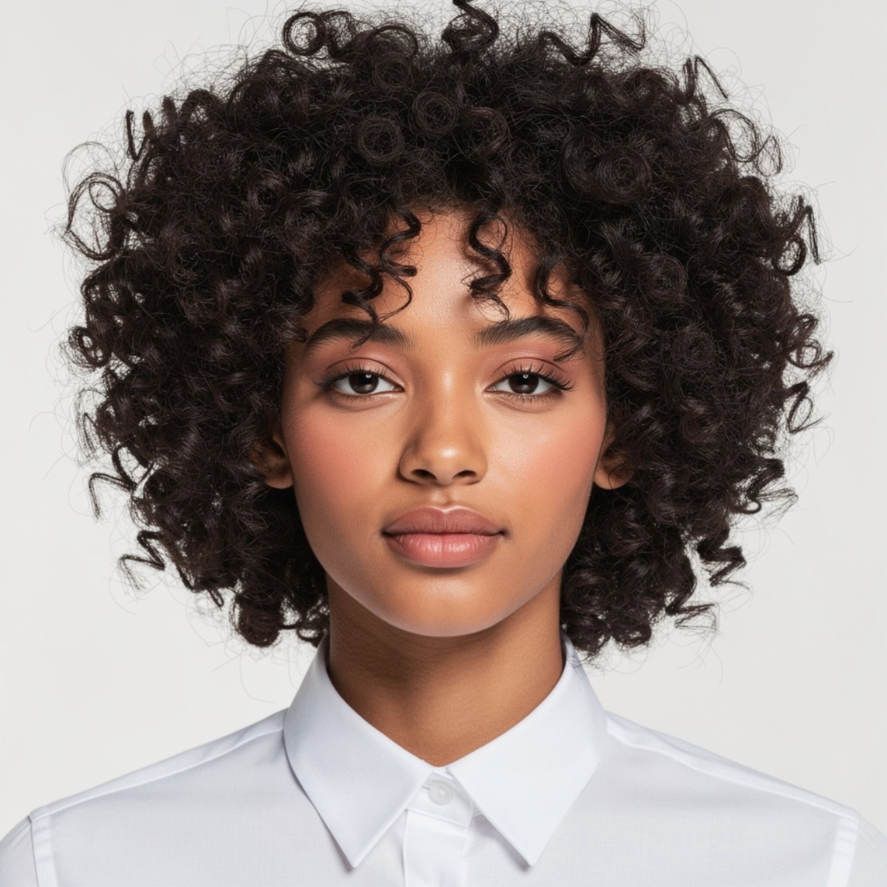 portrait of a person with an easy curly puff hairs
