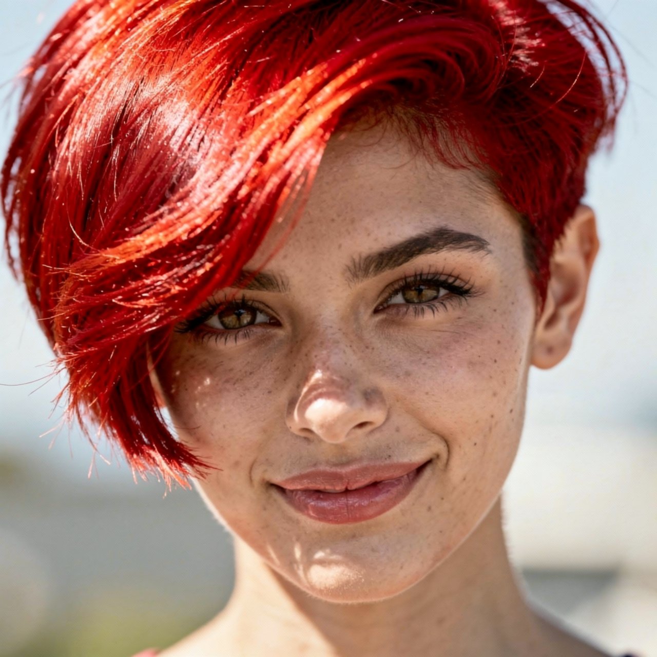 portrait of a person with bold red summer hair col