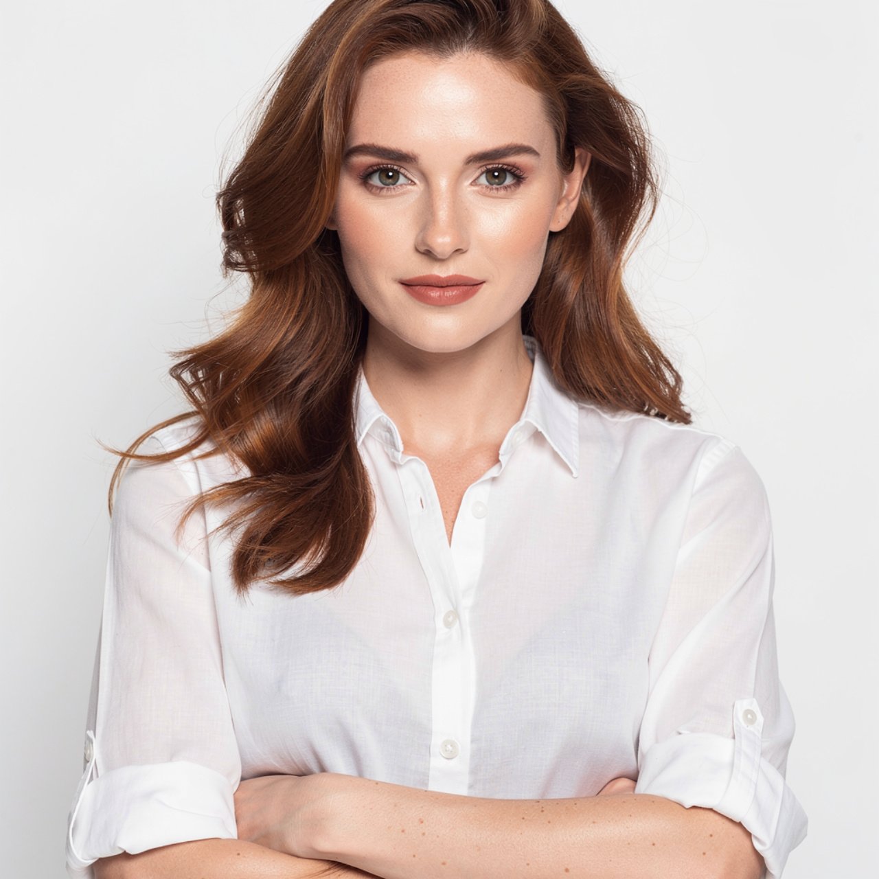 portrait of a person with chestnut brown hair natu