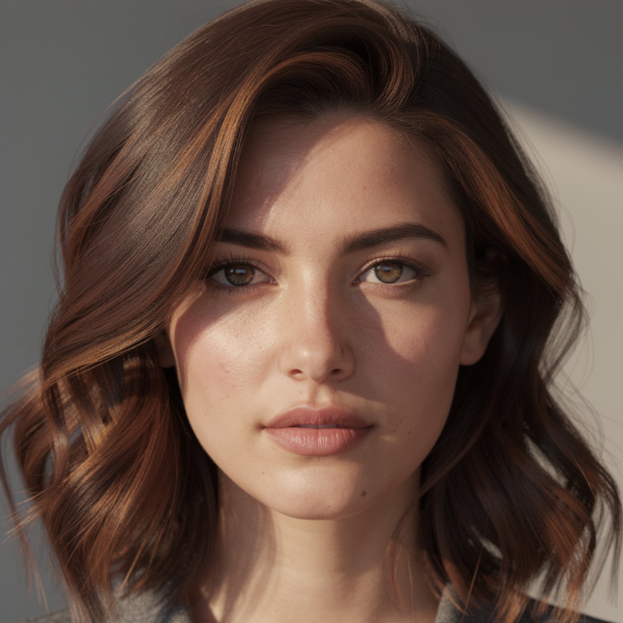 portrait of a person with chocolate brown highligh