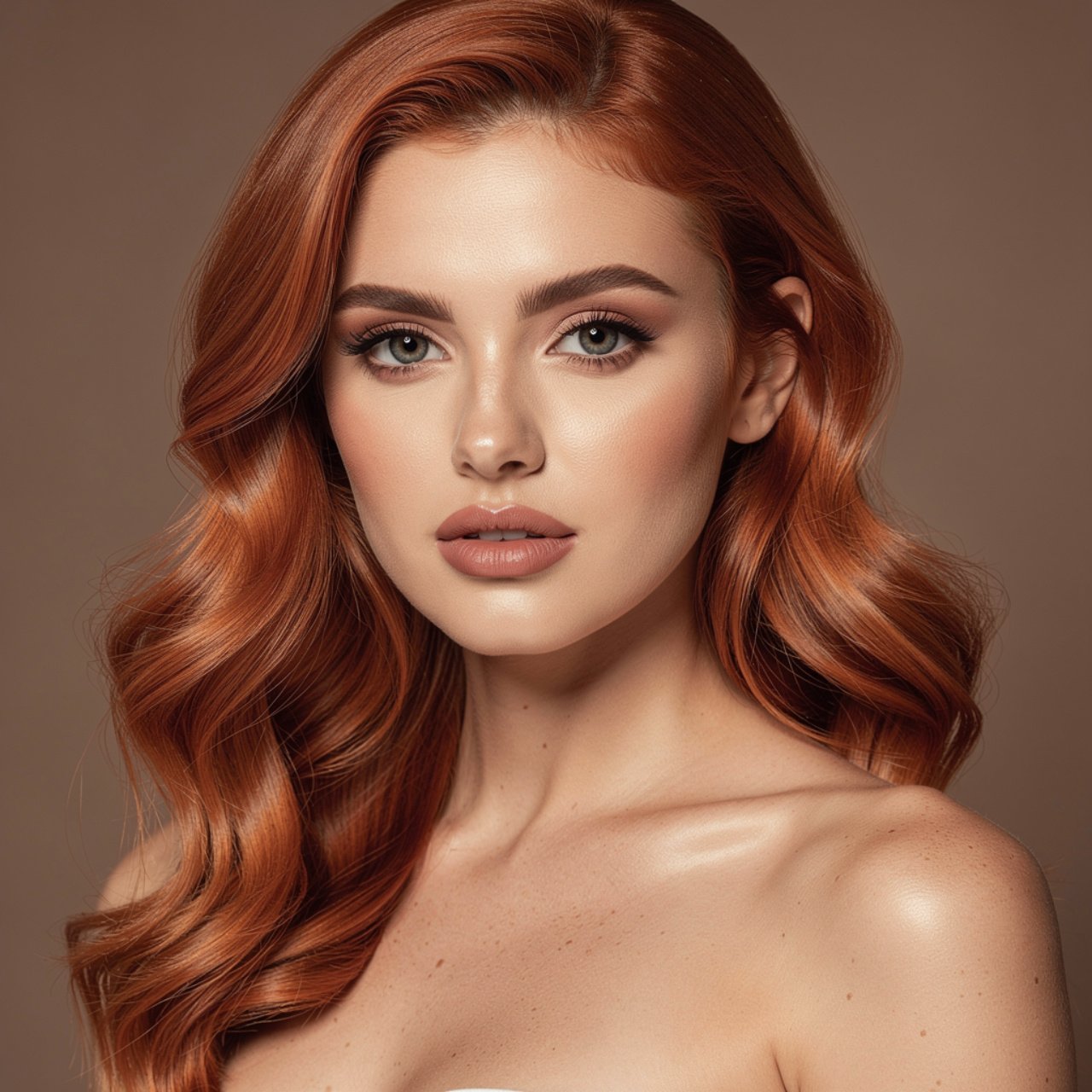 portrait of a person with copper auburn hair color