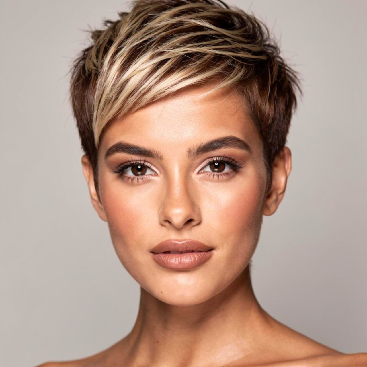 portrait of a person with edgy brown sugar hair co