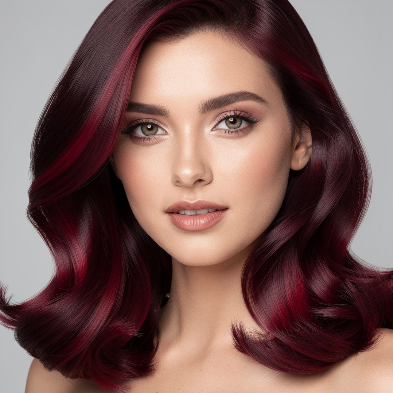 portrait of a person with luxurious burgundy and w