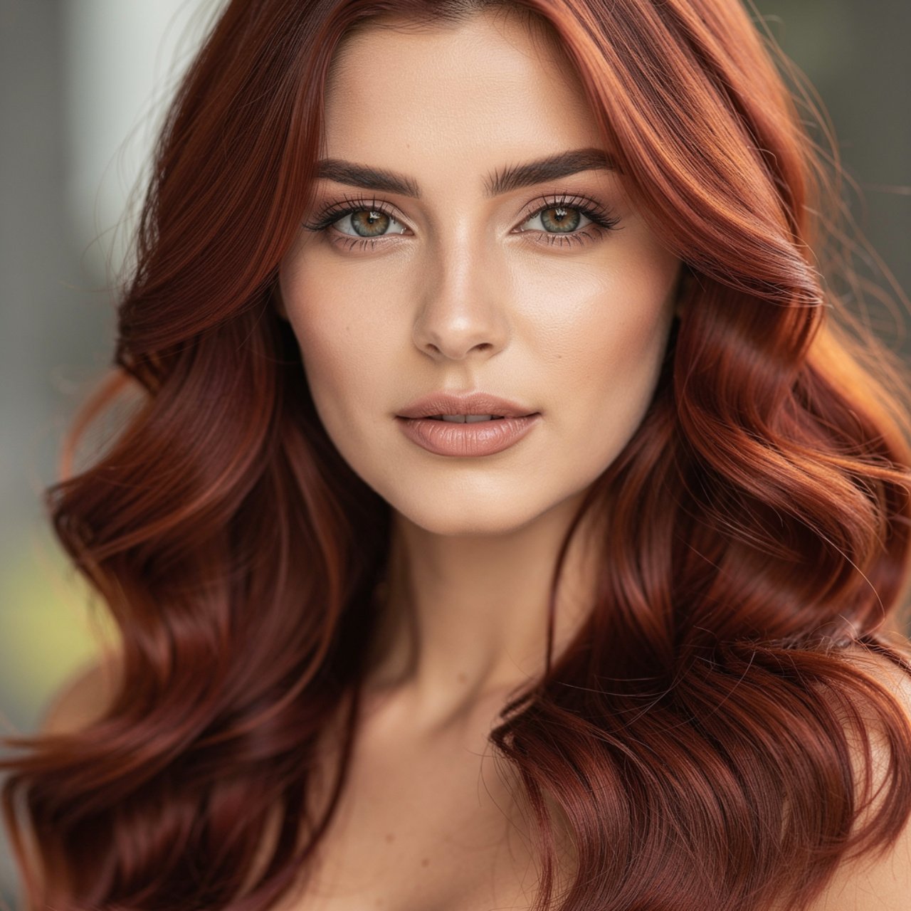 portrait of a person with rich mahogany auburn hai