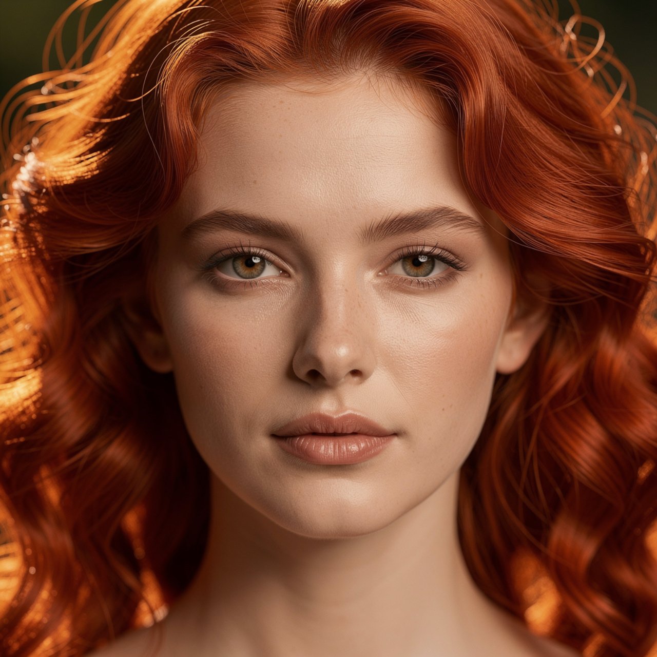 portrait of a person with vibrant copper red hair