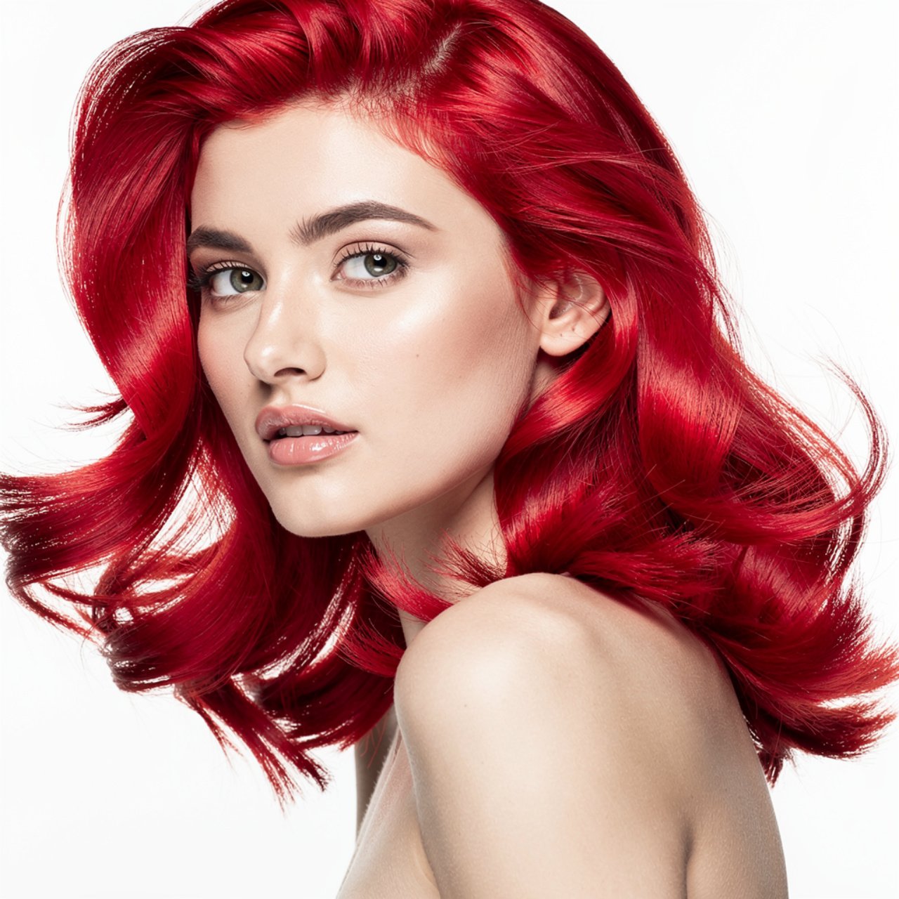 portrait of a person with vibrant fire engine red