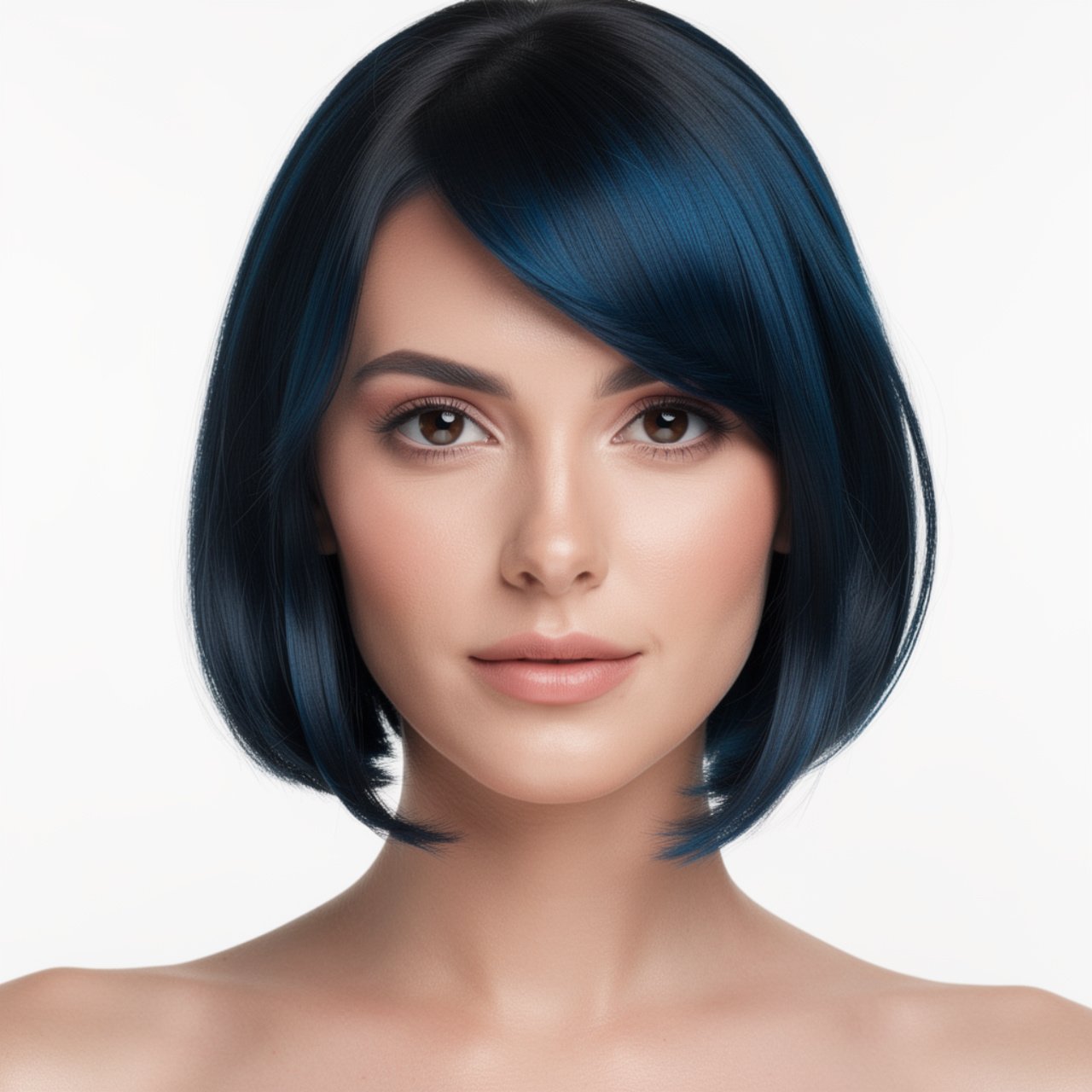 portrait of a person with vivid blue black color h