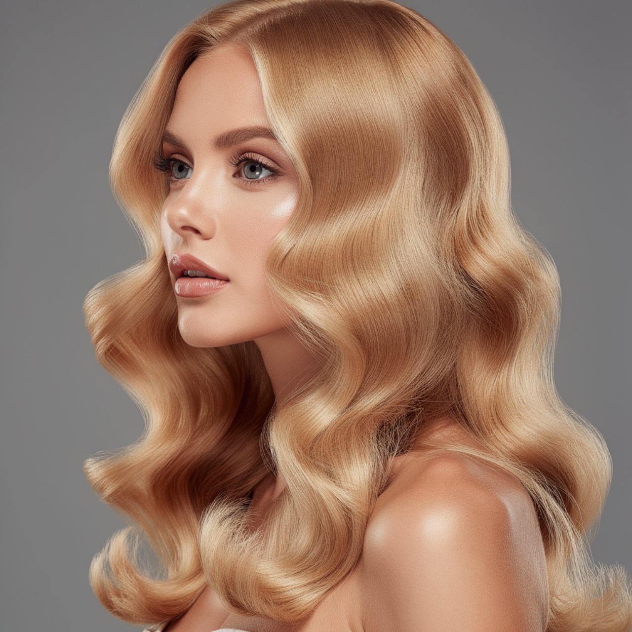 portrait of a woman with beautiful golden blonde h