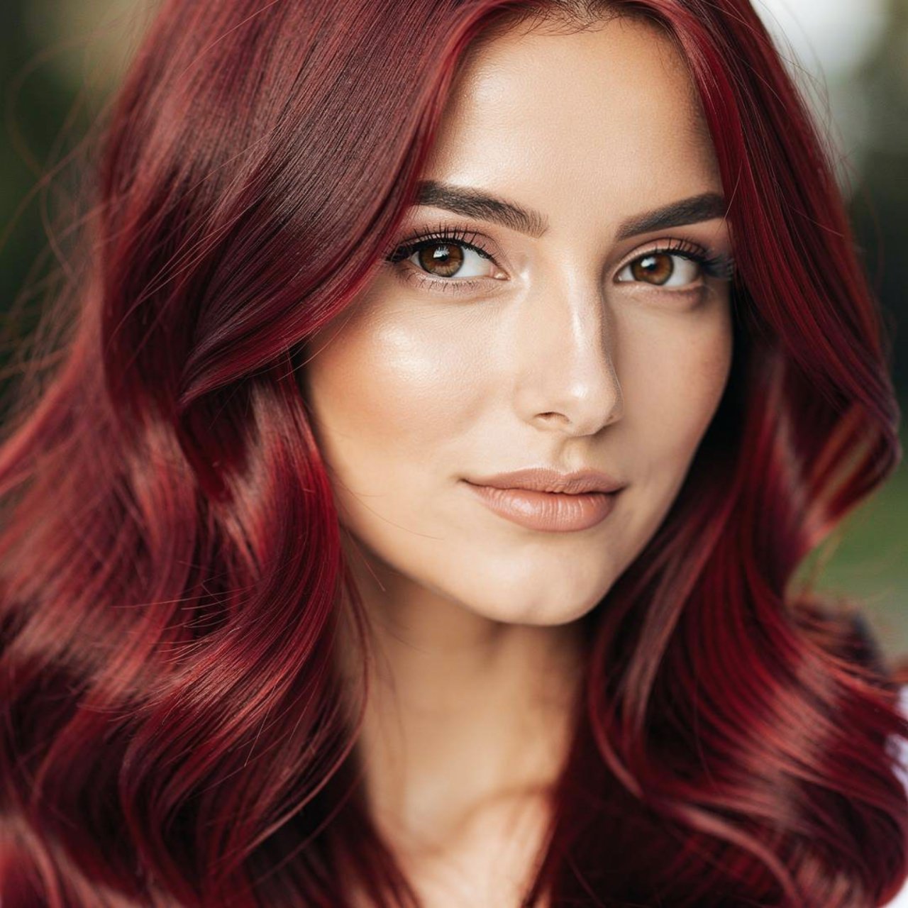 portrait of a woman with beautiful mahogany red ha