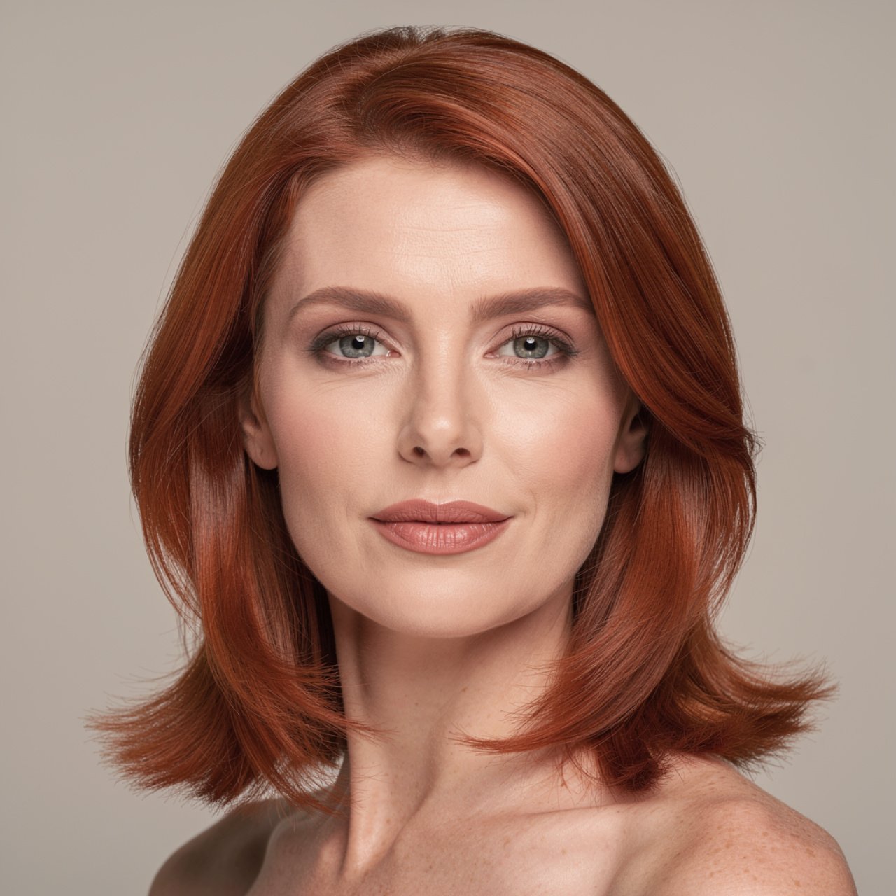 portrait of a woman with classic medium auburn hai