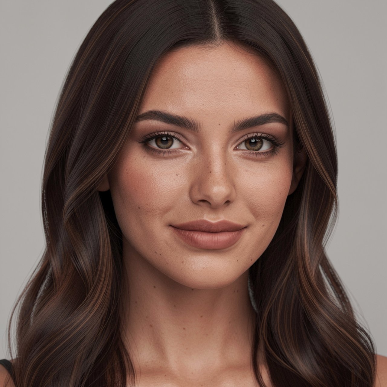 portrait of a woman with dark chocolate brown hair