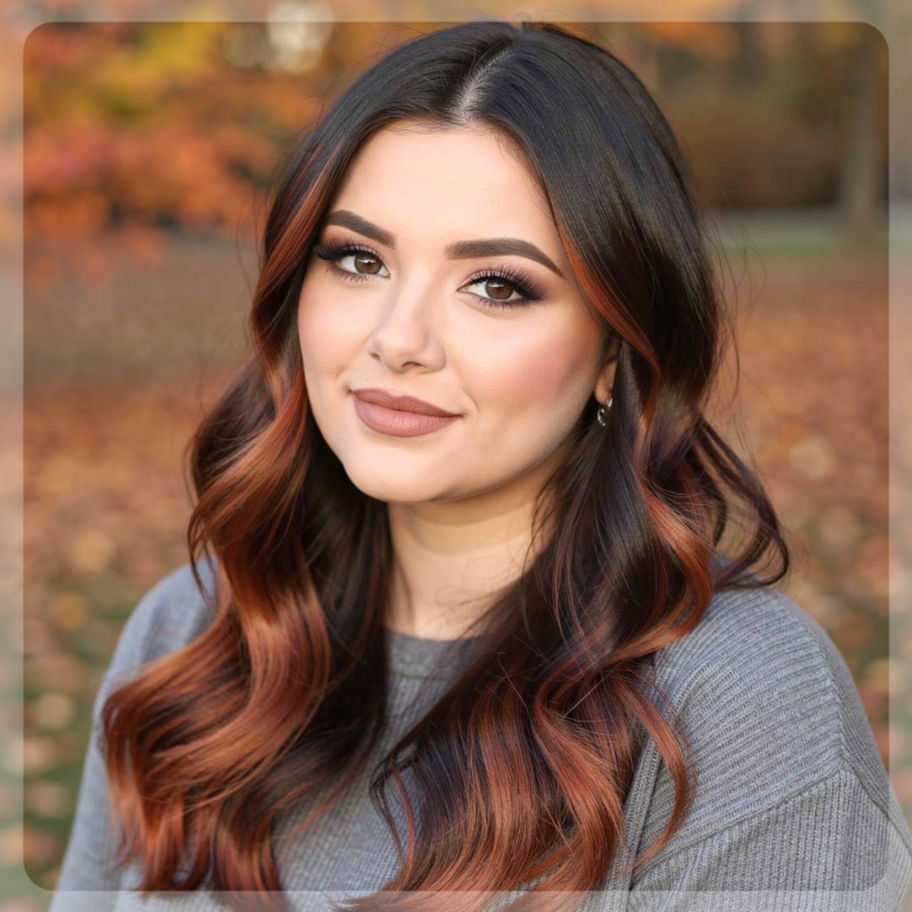 portrait of a woman with espresso brown fall hair