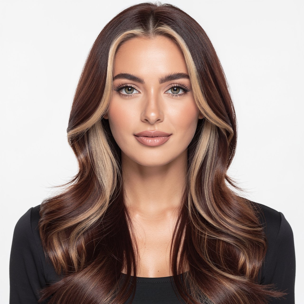 portrait of a woman with rich mahogany hair color