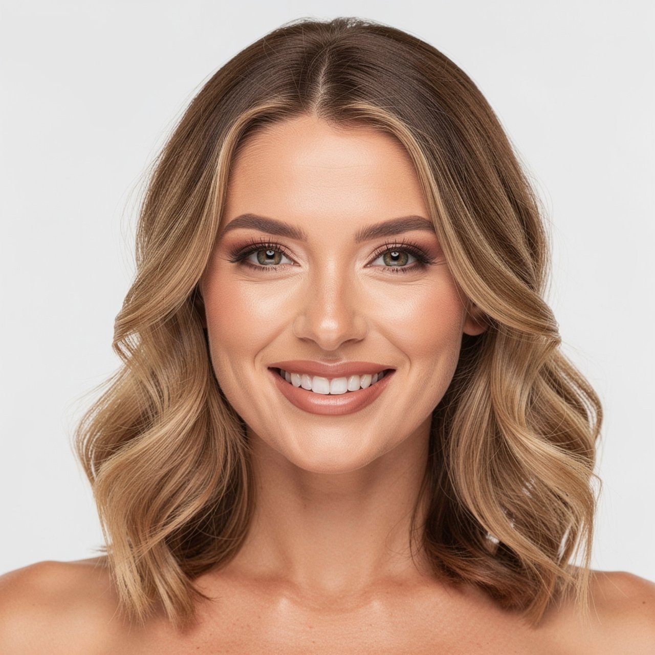 portrait of a woman with shoulder length bronde ha