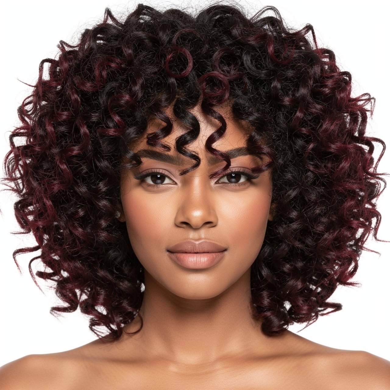 portrait photo of a person with black cherry hair