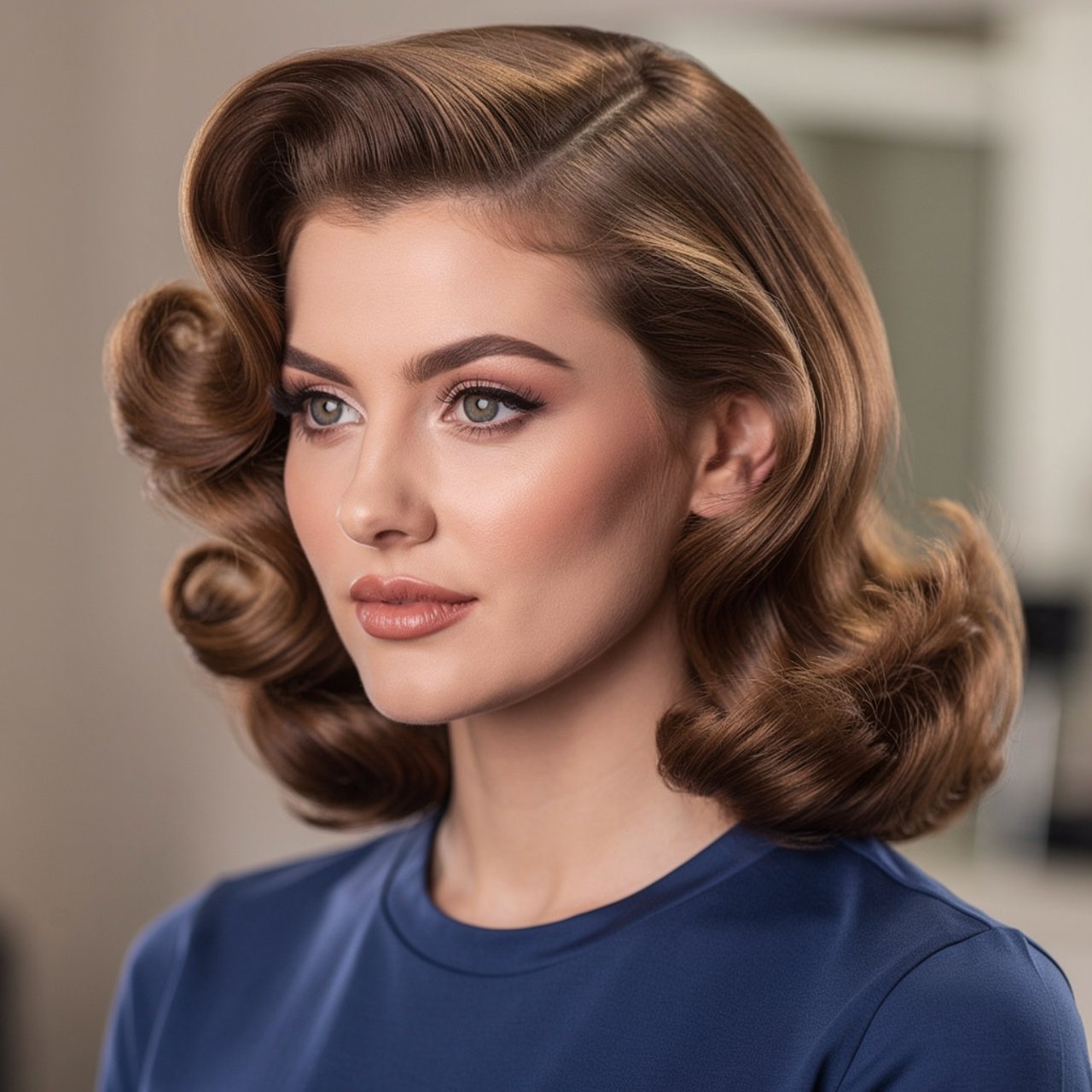 retro inspired waves prom hairstyle for medium hai