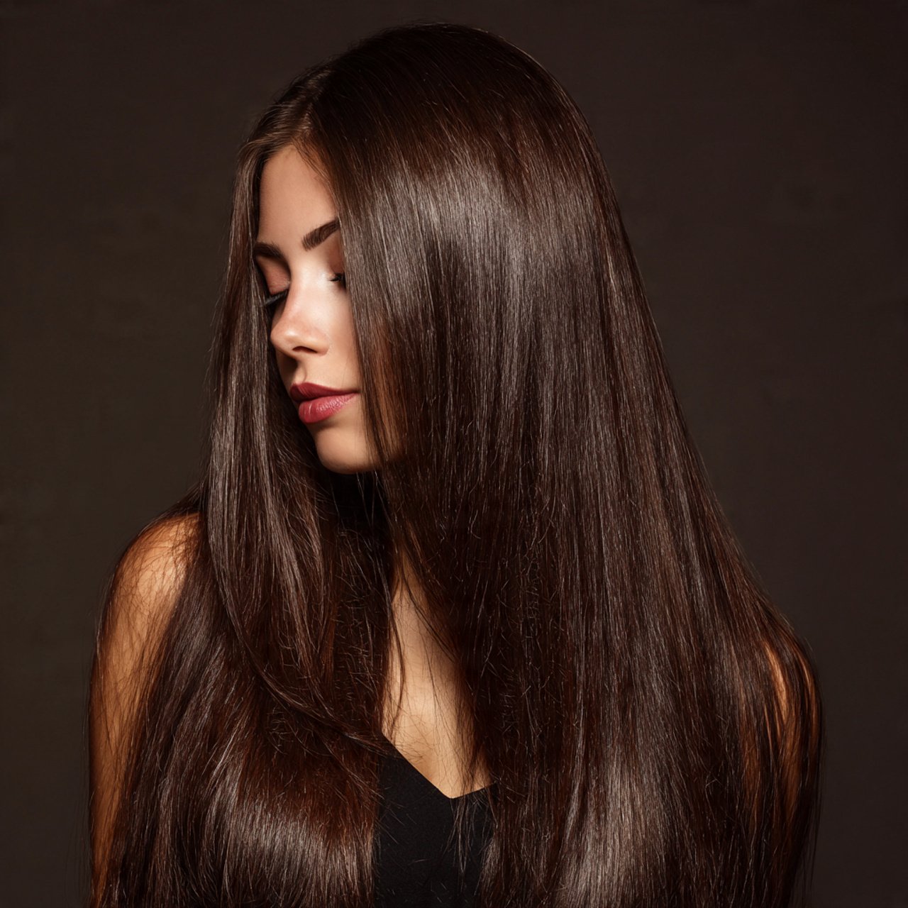 rich chocolate brown hair color glossy and