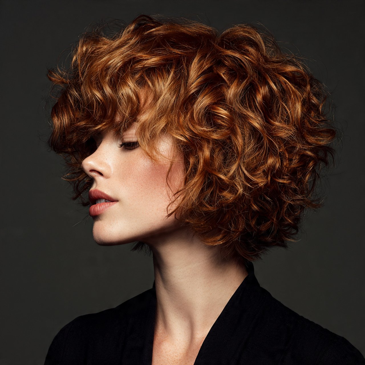 short curly bob hairstyle single portrait beautifu